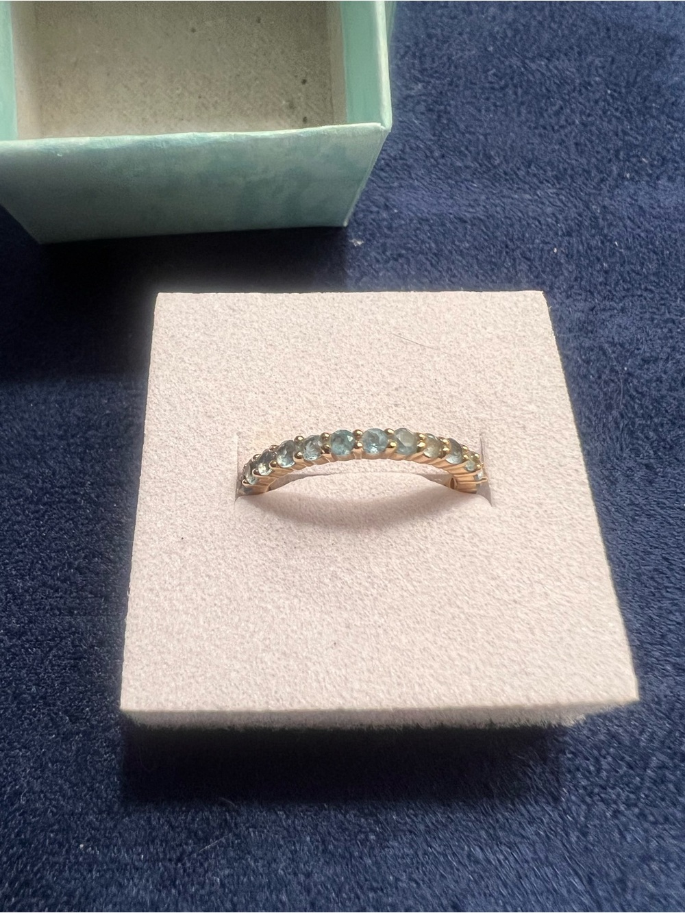 Blue Topaz 14kt gold eternity ring- size 4.5 - Picture 5 of 9